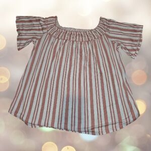 French Laundry Blush & White Striped Ruffle Blouse – Size 2X